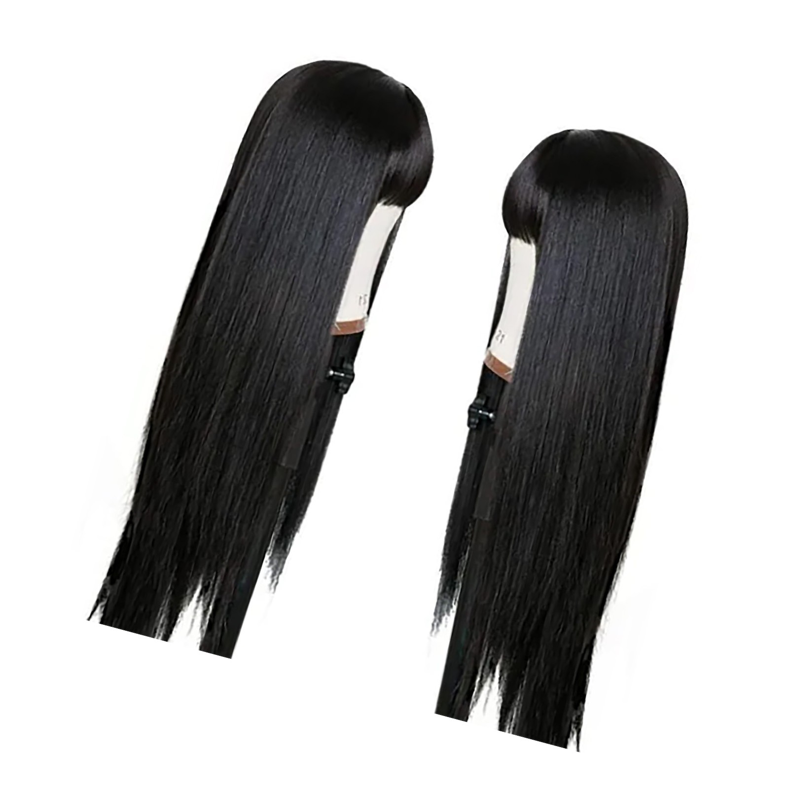 Long Black Wig With Bangs Stylish Synthetic Hair For Women