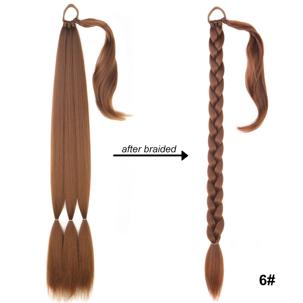 Black Brown Blonde Braided Ponytail Extensions Synthetic Fake Hair For Women