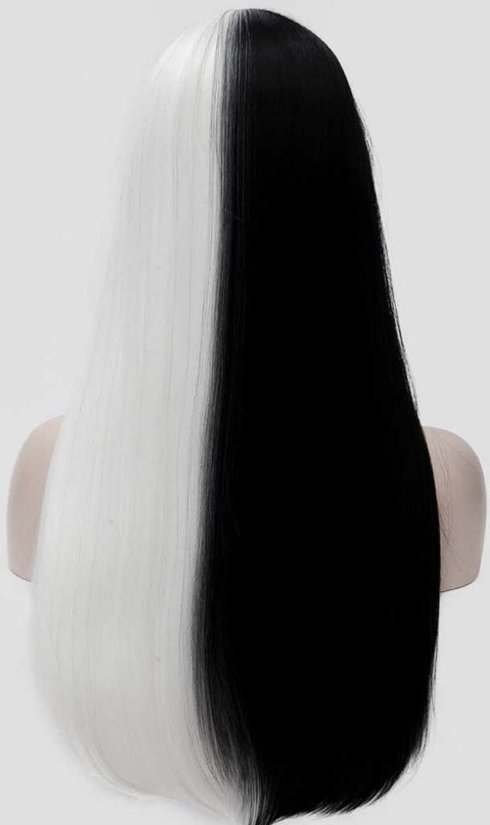 Tsnomore Fashion Long Straight Black And White With Bangs 36” Cosplay/Party