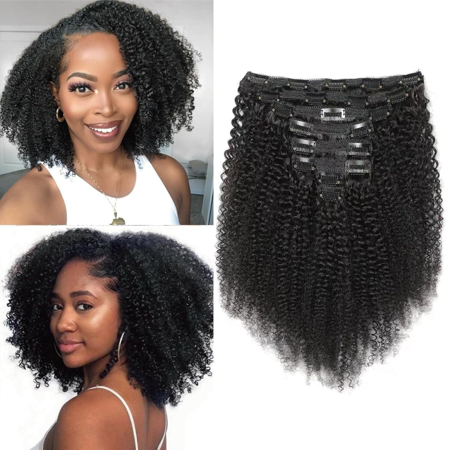 Afro Kinky Curly Clip ins 4C Clip ins Human Hair 8pcs 120g/set Brazilian Hair