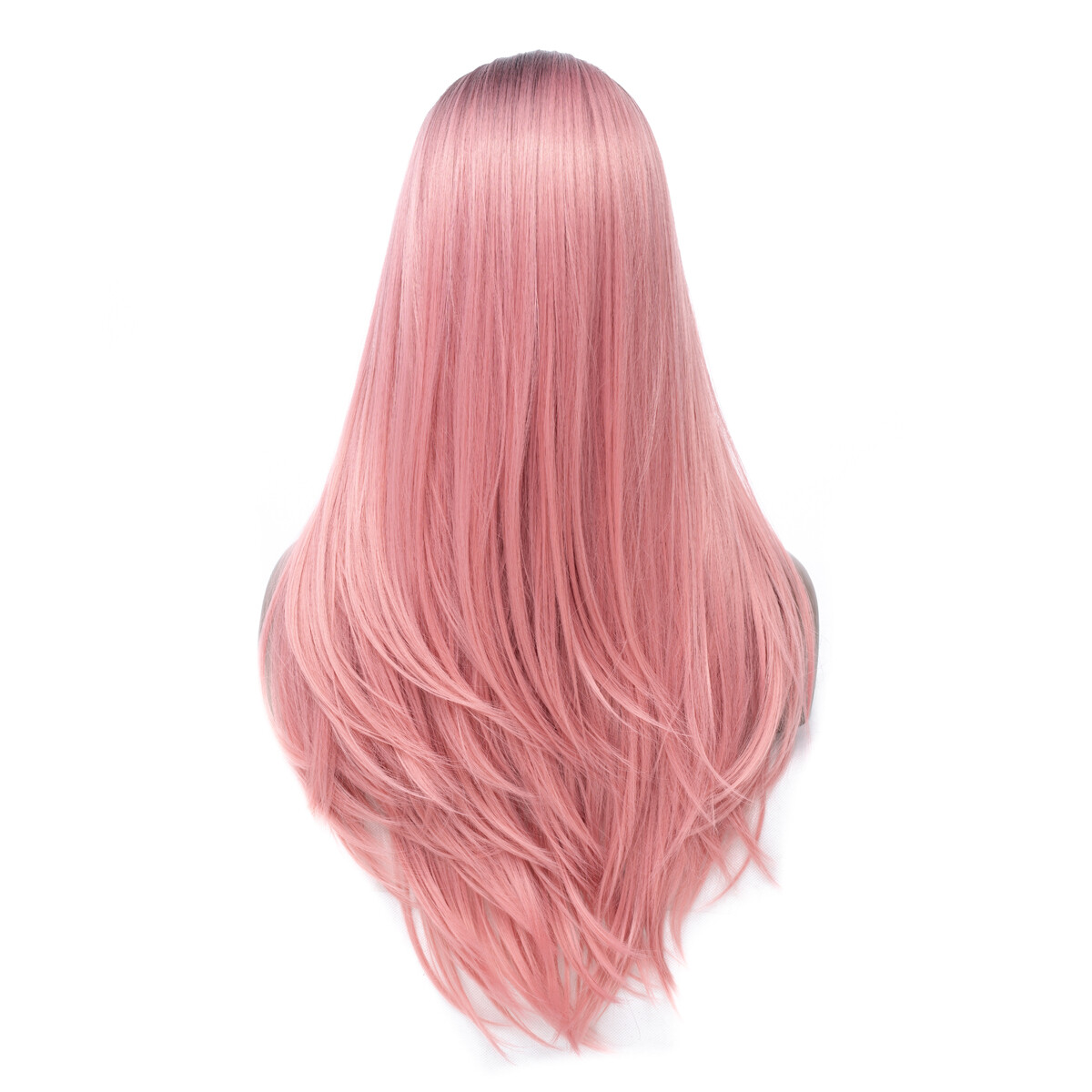 Hot Long Straight Hair Wig Ombre Pink Black Root Wig Synthetic Wig for Women