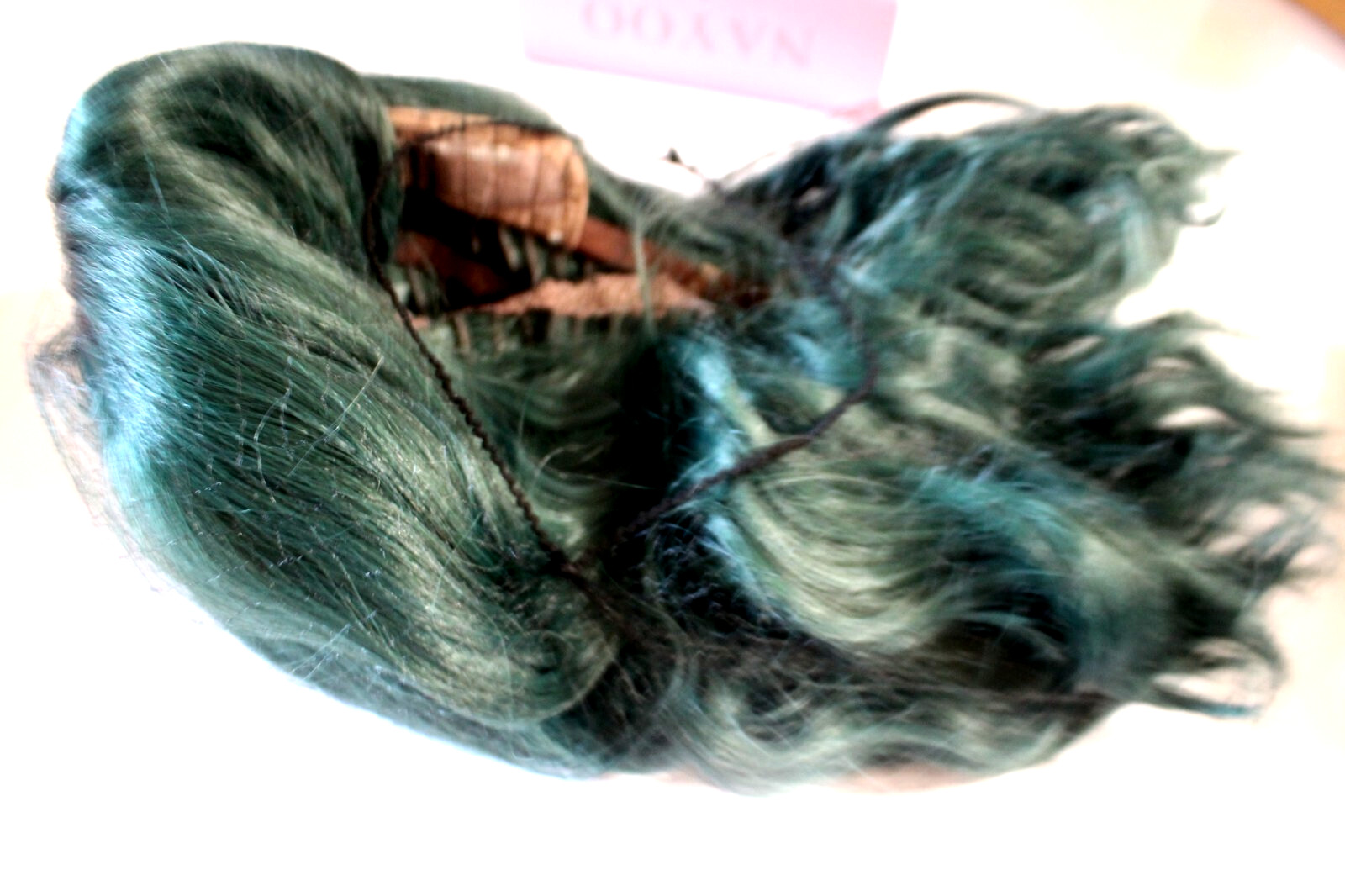 PASTEL DARK GREEN WIG WAVY HAIR WITH BANGS