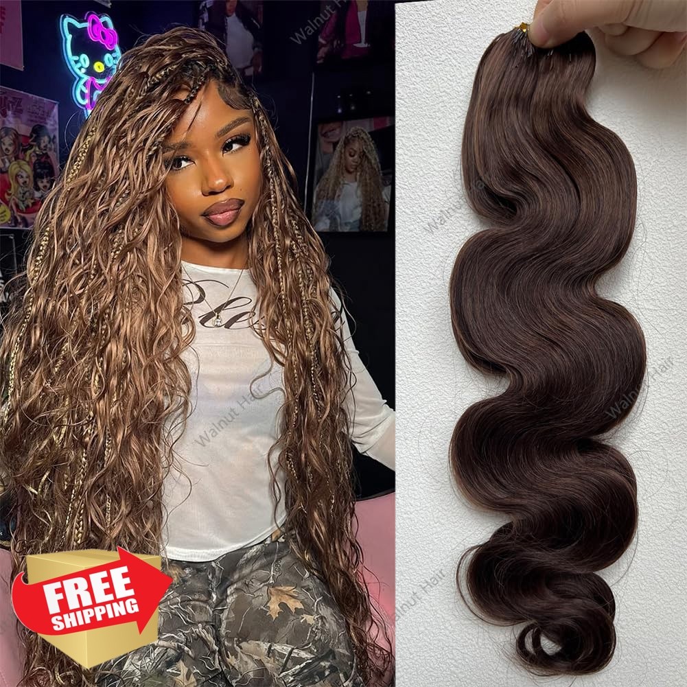 walnut hair 18″ 120g #4 Color Body Wave Feather Crochet Braids
