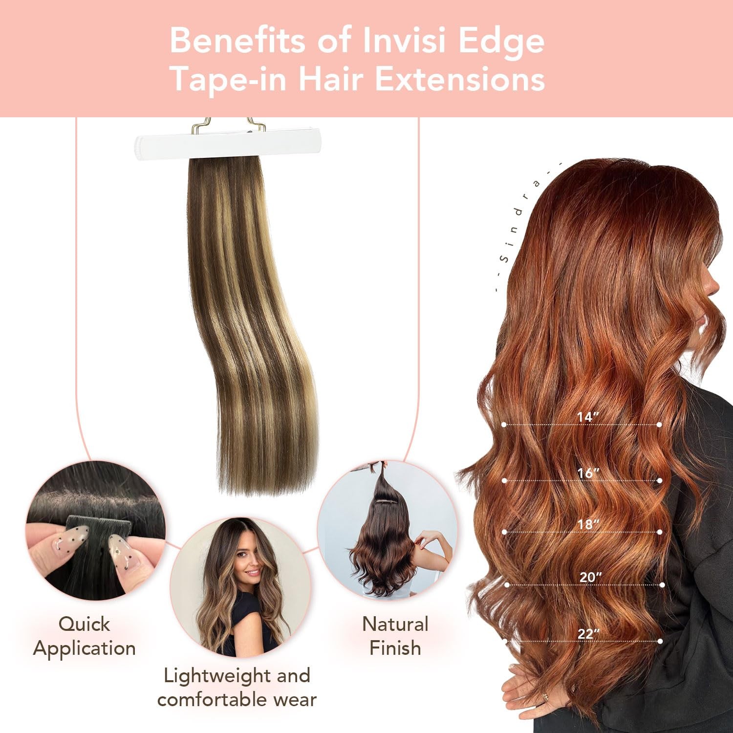 Invisi Edge Tape in Human Hair Extensions 14 Inch 40g 20pcs Medium Brown #4