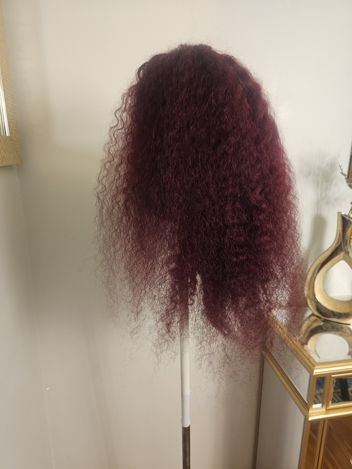 High Quality regular Top Reddish 24″ curly wavy 100% Virgin Human Hair Lace Wig
