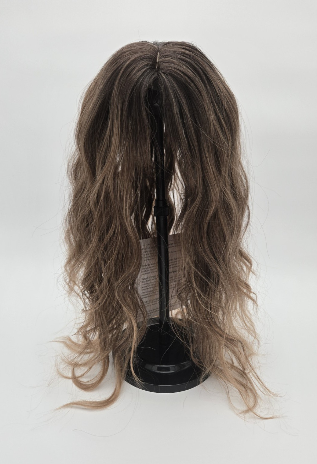 Ombre Brown Dark Roots w/ Bangs Long Wavy 20in Women Premium Hair Topper