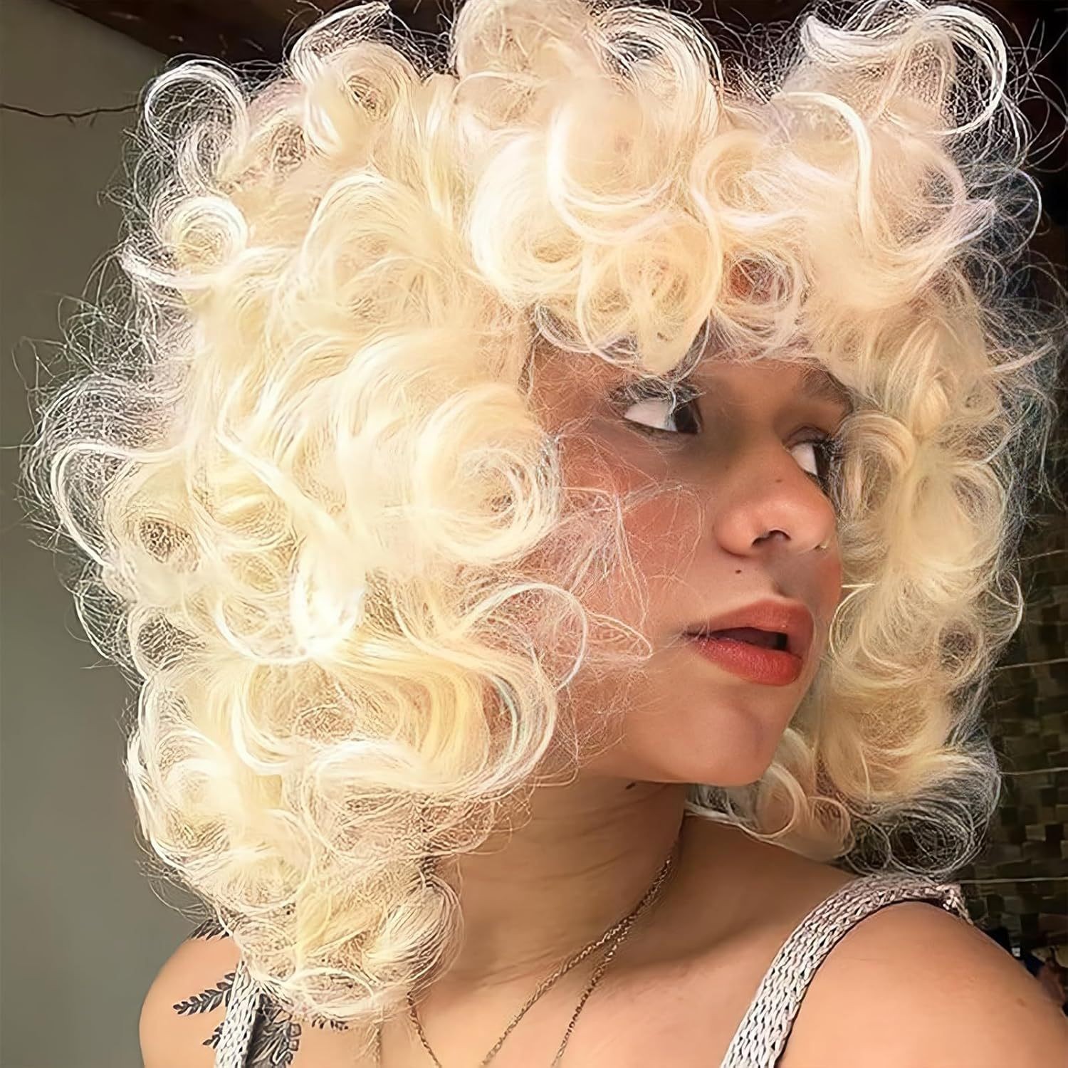 Short Curly Afro Synthetic Wig African American Cosplay Party Wig