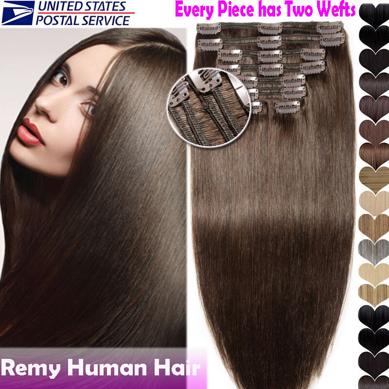 Long Straight Weave Clip In Remy Human Hair Extensions Full Head Thick 180g L85