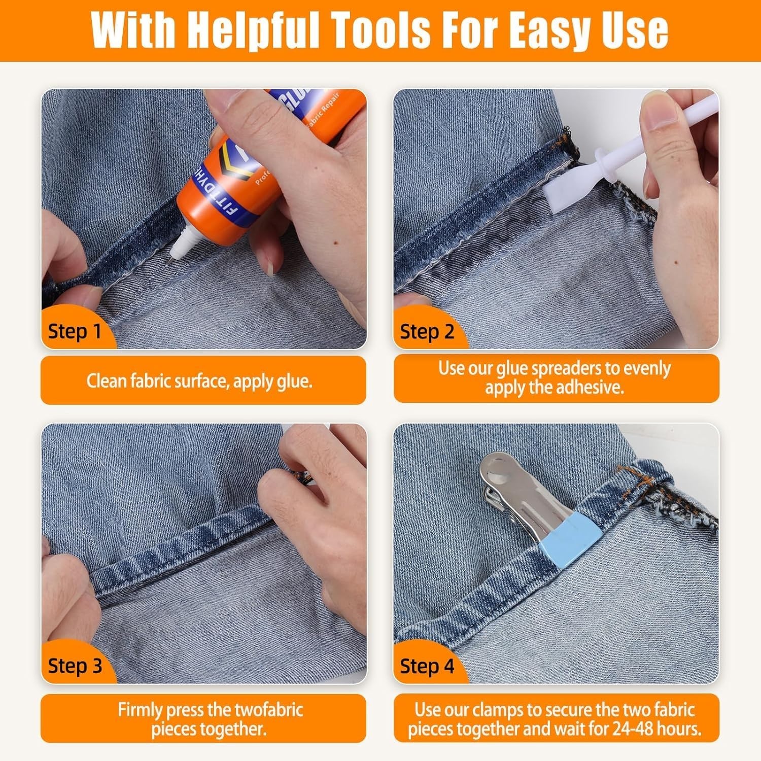 3Pcs Permanent Fabric Glue 60ML – Washable Clear Adhesive for Clothes, Denim, Pa