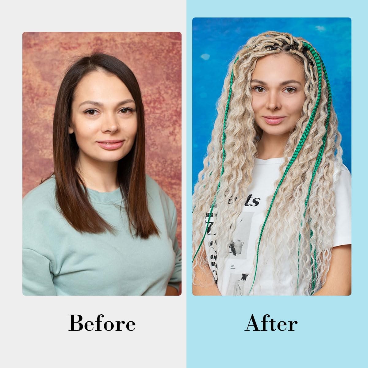 Double Ended 3 in 1 Dreadlock Extensions, 24 inch 15pcs Black Mixed Dreads Exten