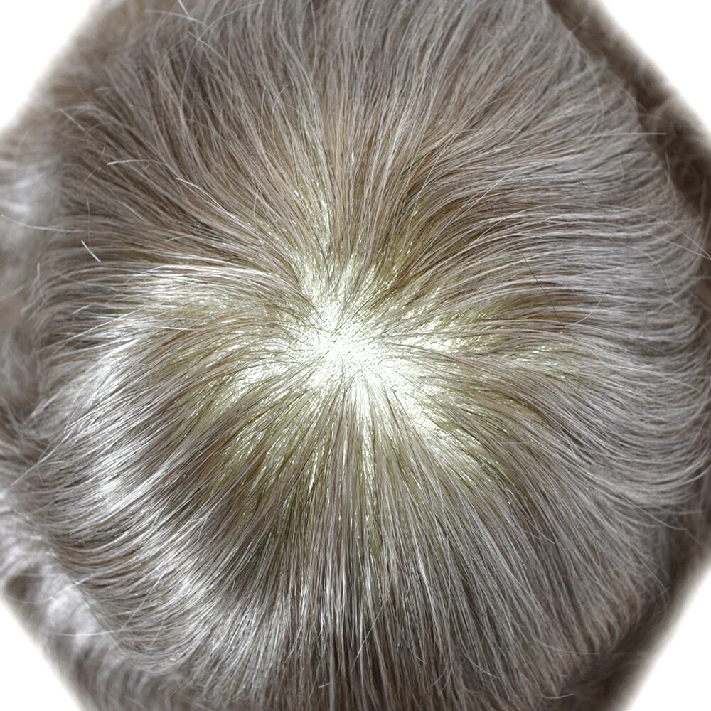 Mens Toupee HumanHairSystem AllTransparent Skin Replacement Durable PuHairpiece
