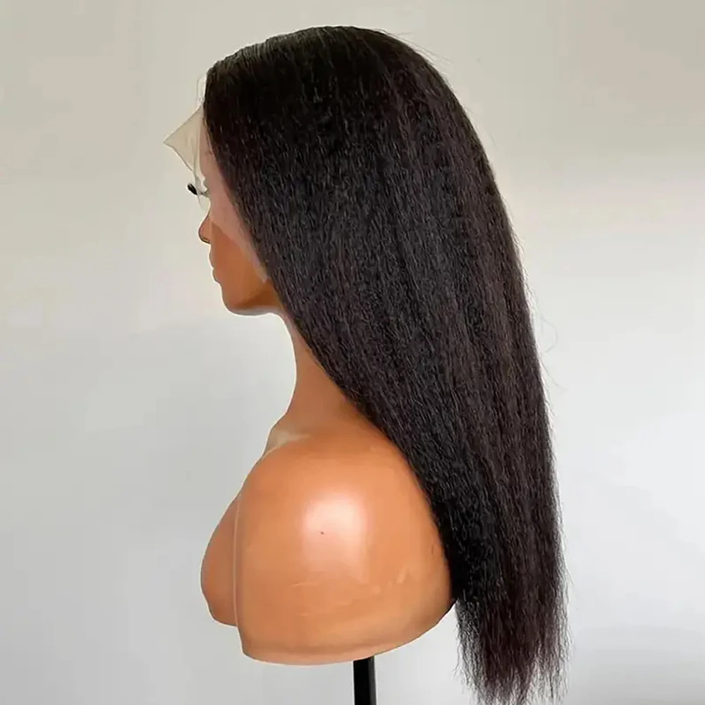 4C Kinky Edges Hairline Curly Baby Hair 4×4 Kinky Straight Lace Front Wig 26inch