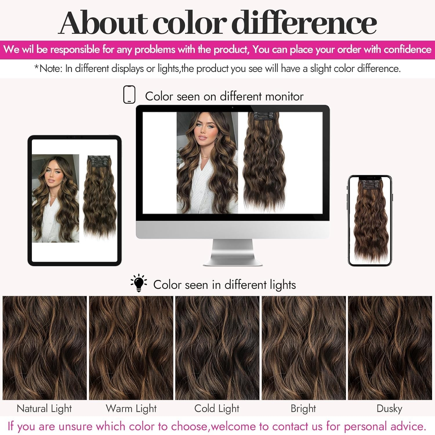 KooKaStyle Clip in Hair Extensions Long Wavy 4PCS Thick Hairpieces Synthetic Hig