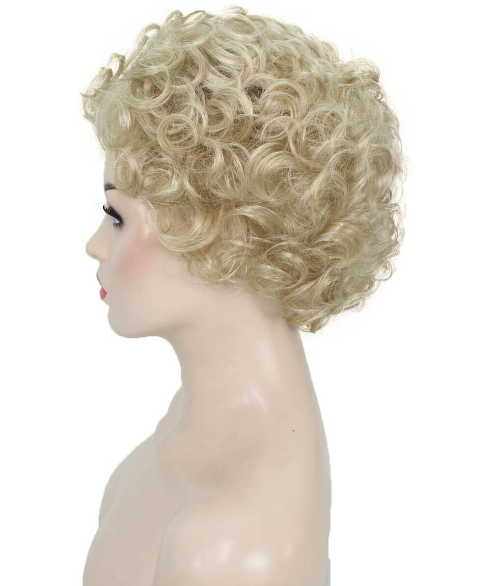 Monroe – Curly Kanekalon Synthetic Fiber Full Wig, 4 – 4.5 in, Light Blonde
