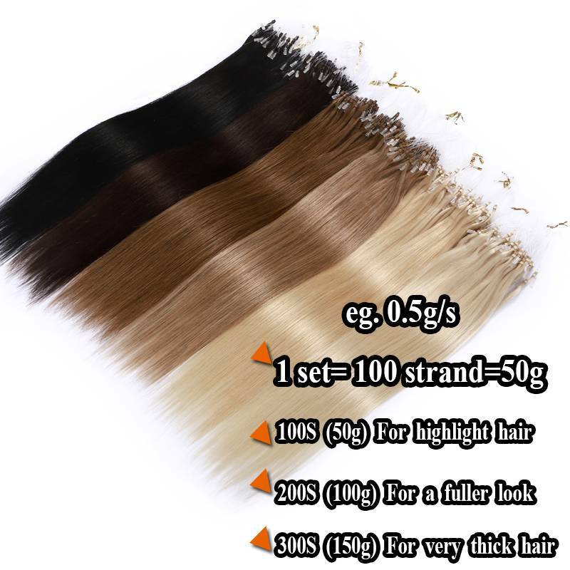 Clearance 1G Micro Loop Ring Tip 100% Remy Human Hair Extensions Nano Beads 200S