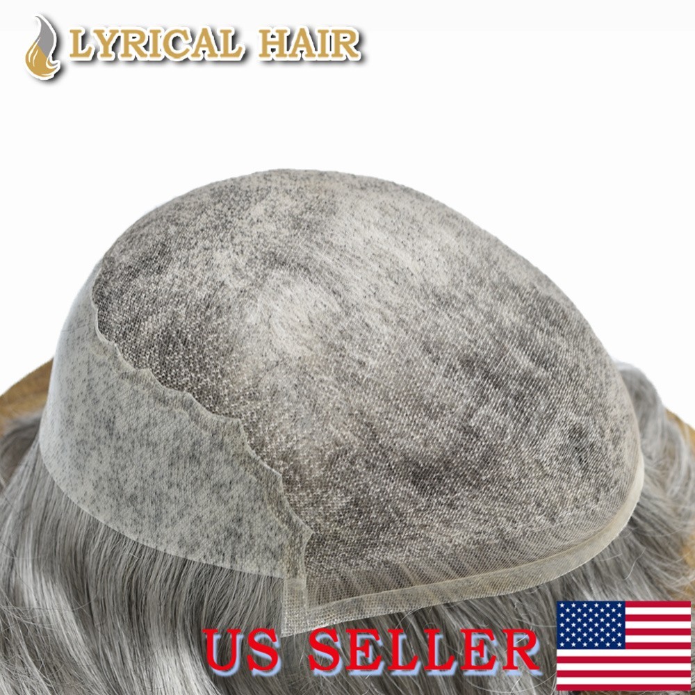 Lyrical Hair Mens Toupee Lace Front Human Hair Thin PU Skin Natural Hair System