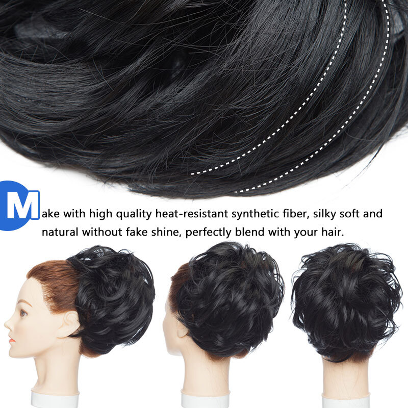 US Tousled Messy Bun Piece Scrunchie Curly Wavy Extra Thick Updo Hair Extensions