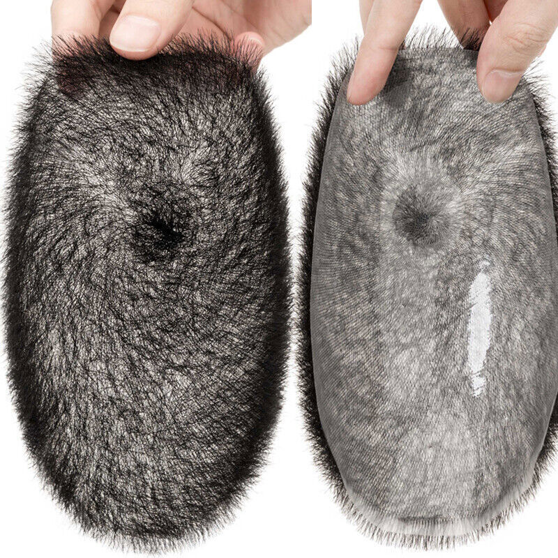 Men Short Buzz Cut Hair PU Thin Skin Toupee Human Hair Scalp Replacement