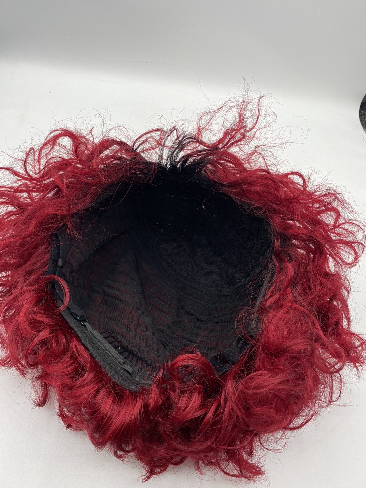 Quantum Love Human Hair Short Side Part Curly Wig Ombre Black/Burgundy Red