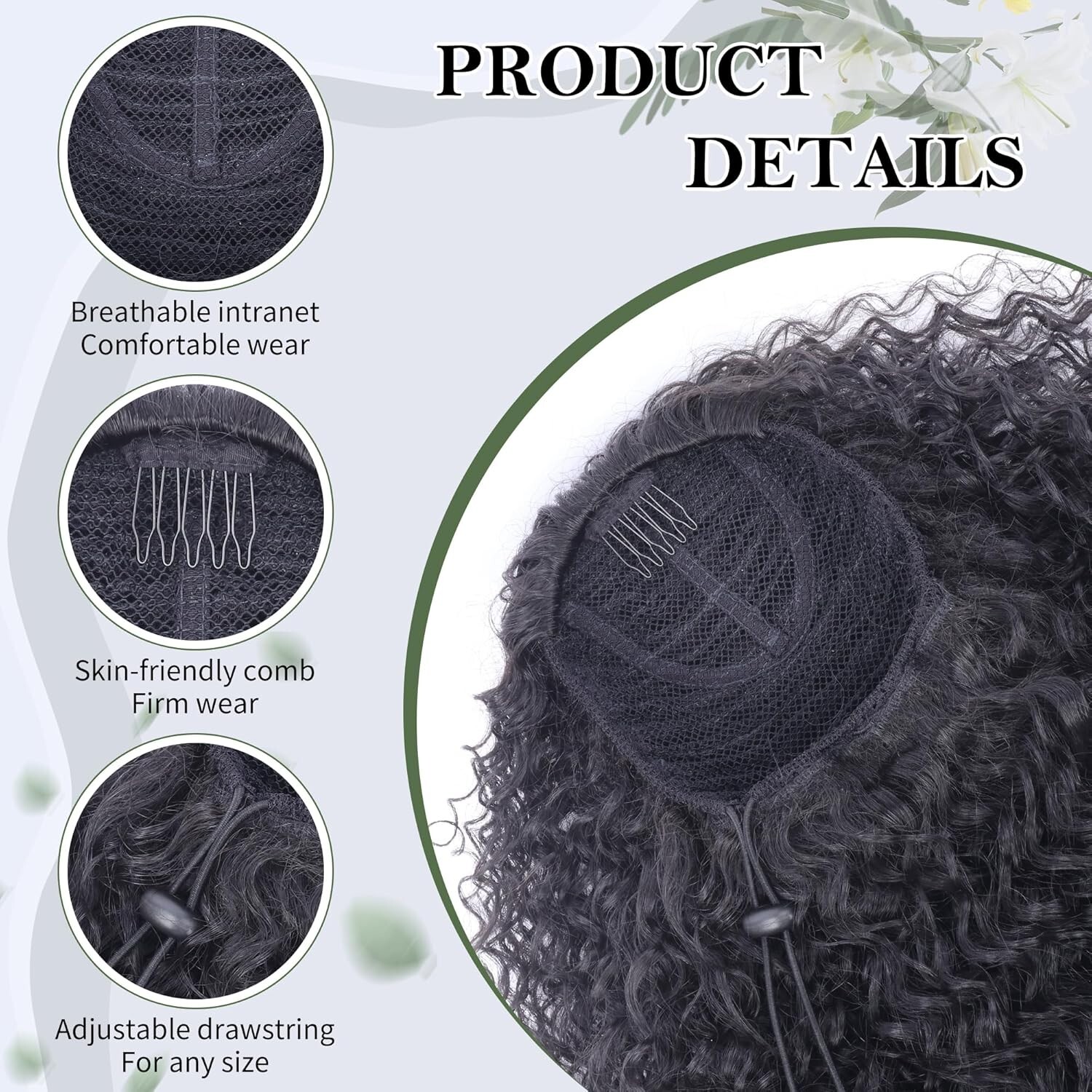 NEW – ALEBERY 27IN DRAWSTRING PONYTAIL DEEP CURLY MIXED HAIR BLACK