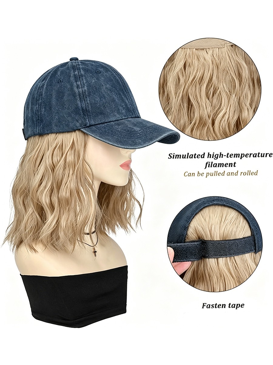 Baseball Hat Wig Wavy Hair Wigs Cap with Short Hair Connect Baseball Caps Women