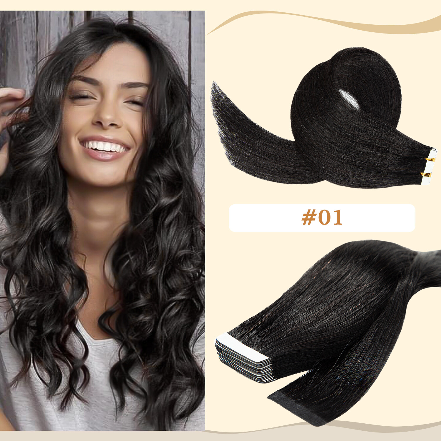 Thick 20pcs Tape In Remy Human Hair Extensions Skin Weft 50g FULL HEAD Ombre USA