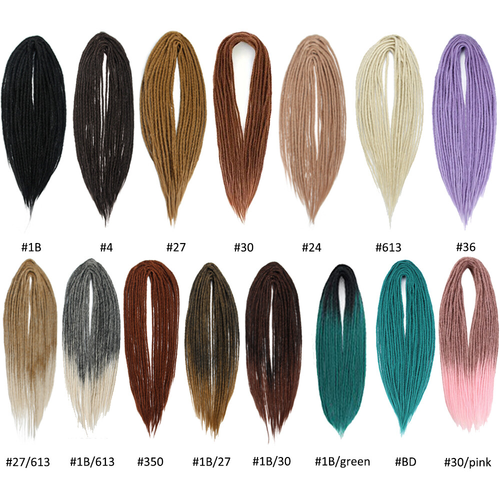 24″ Soft Thin 0.6cm Double Ended Dreadlocks Synthetic Braid DE Dreads Extensions