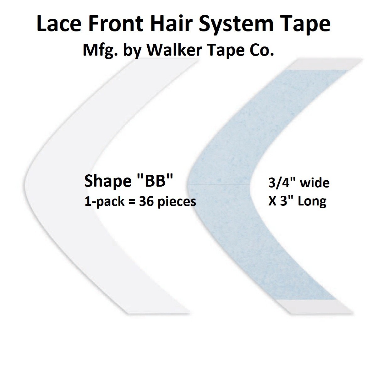 Lace Front Hair System Tape By Walker Tape Shape BB 1-pack = 36 pcs