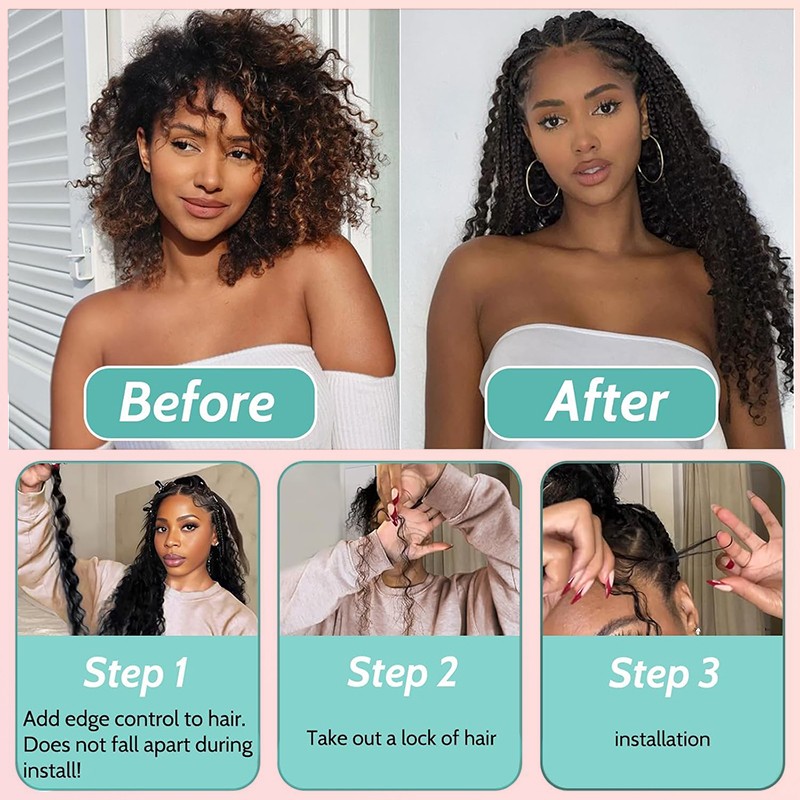 Human Braiding Hair for Boho Braids 200G 2*Bulks Deep Water Wave Bulk No Weft US