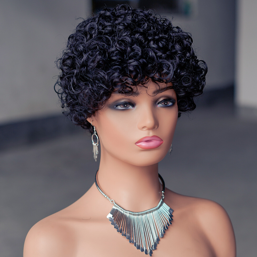 Short Afro Curly Wig Black Blonde Highlight Wig Cruella Deville Costume Cosplay