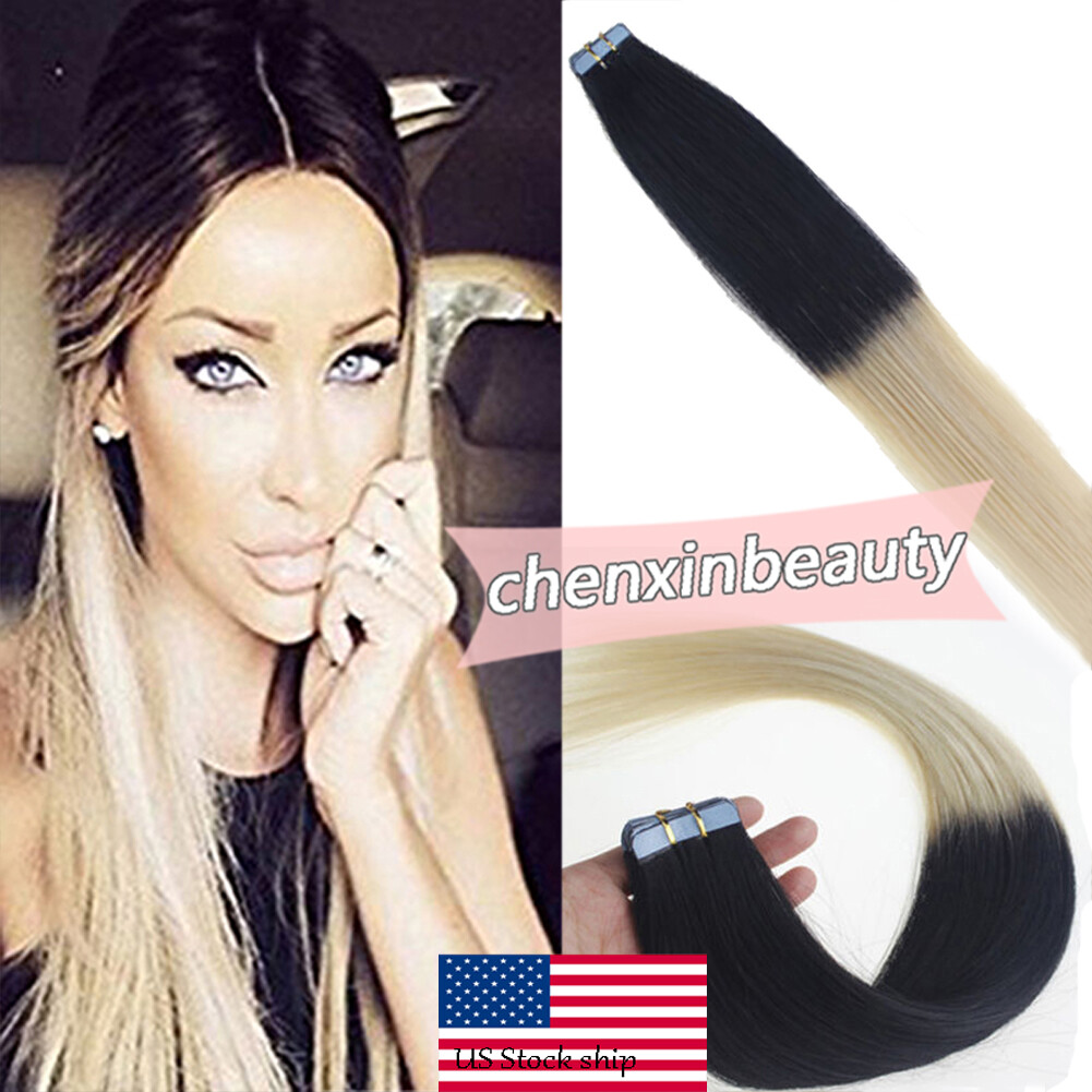 Tape In Remy Human Hair Extensions Seamless Skin Weft Brazilian Hair 16in-24inch