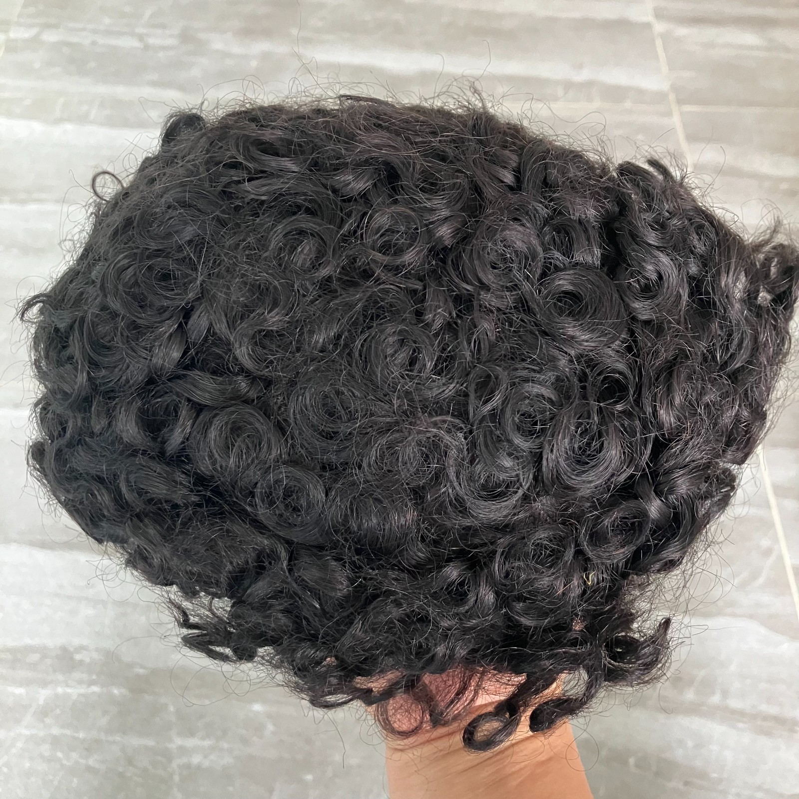 Natural Loose Curl 18mm Curly Men Toupee Durable Thin Skin Full Pu Base Male Wig