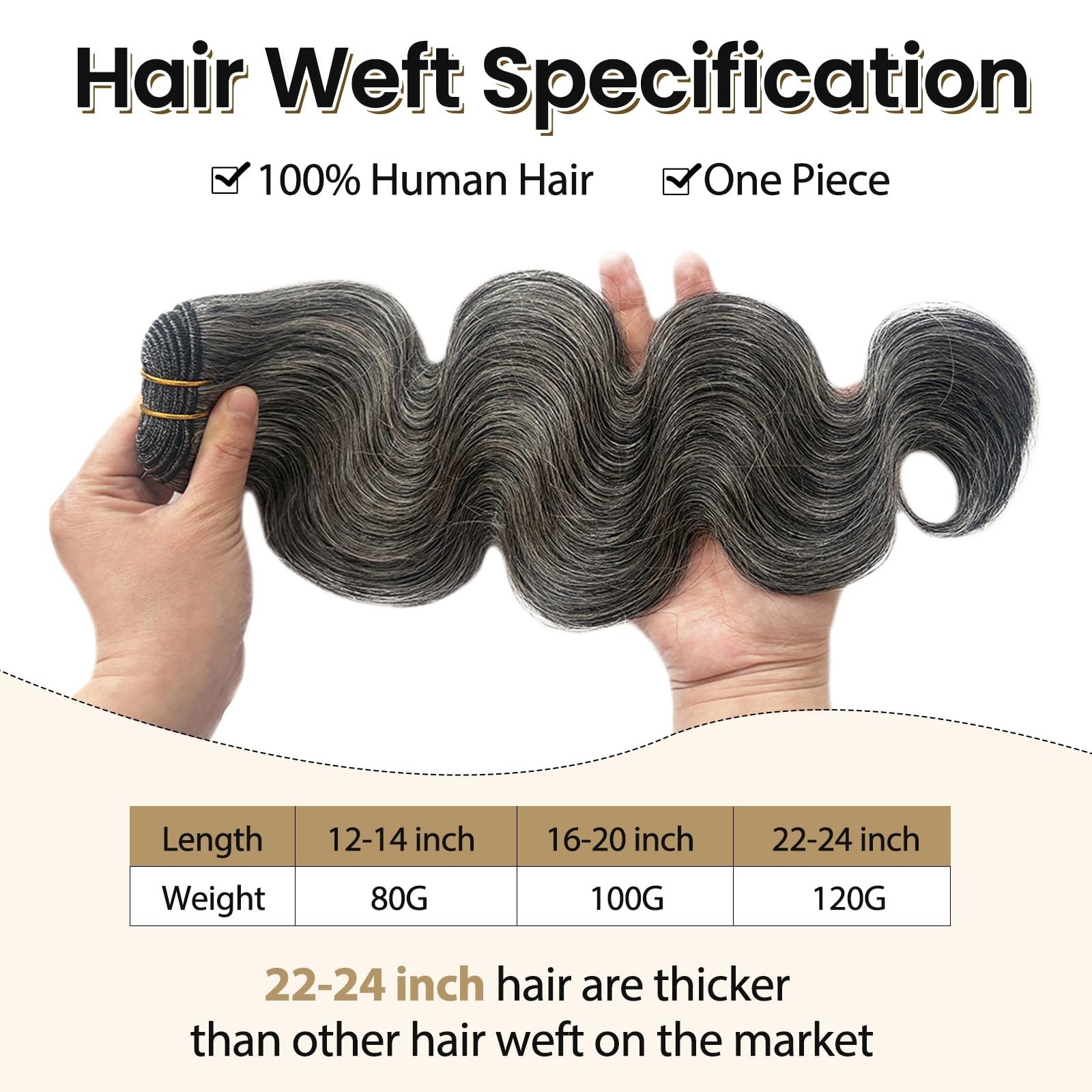 12 Inch Salt & Pepper Grey Sew-In Hair Extensions, Body Wave Remy Weft Bundles f