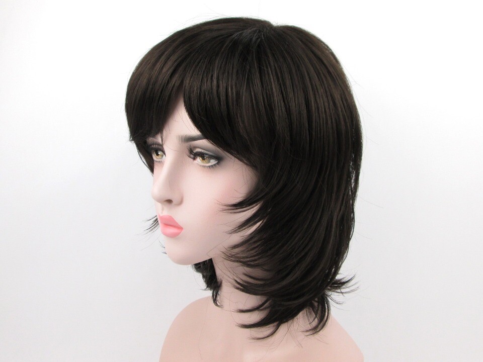 70S WOMENS STRAIGHT HAIR MID-LENGTH FACE-FRAMING LAYERED SHAG BOB WIG THORA