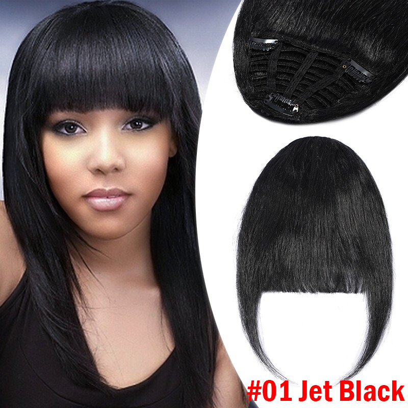 Thick/Thin Fringe Bangs Remy Human Hair Extensions Clip In Hairpiece Highlight S