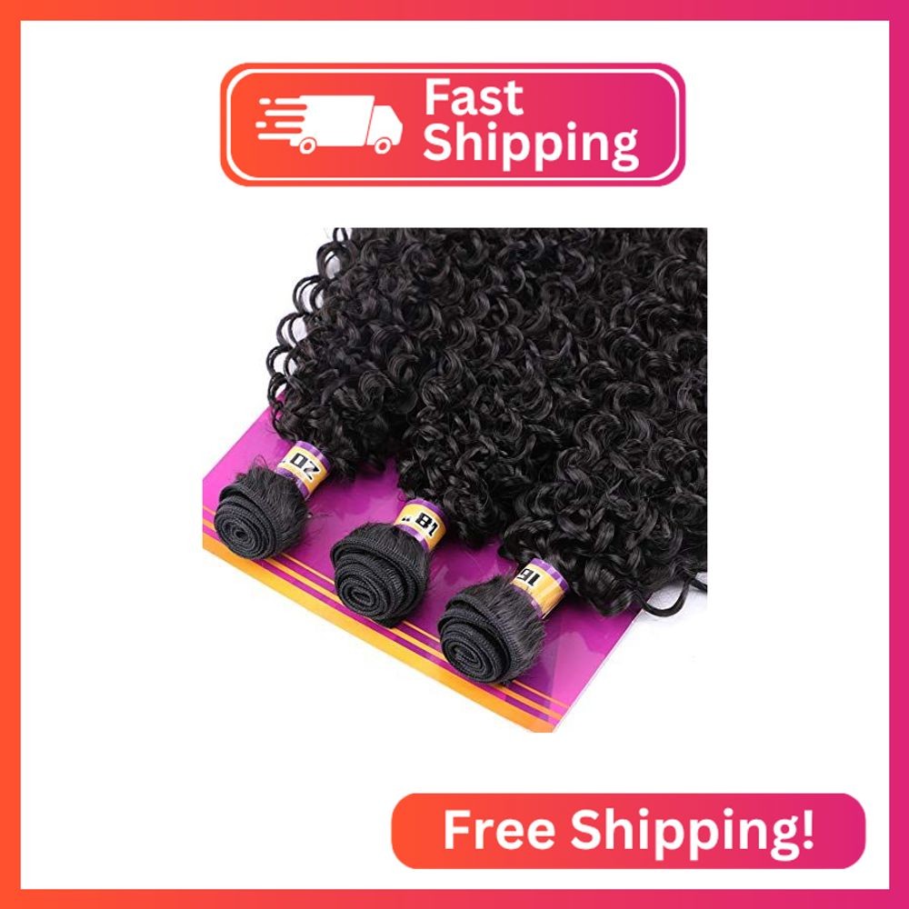 Afro Kinky Culrly Synthetic Hair Bundles Natural Black Quick Weave Curly Hair Tr