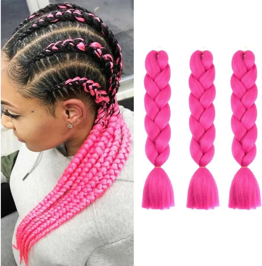 (3 PACK) Hot Pink Unicorn BRAIDING HAIR 100% KANEKALON JUMBO BRAID HOT PINK NEW