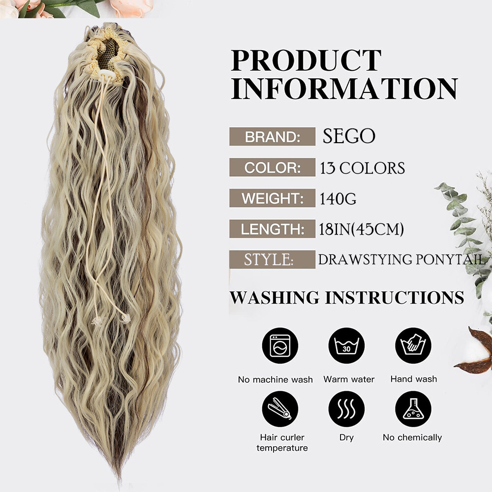 32″ Afro Kinky Curly Ponytail Hair Extensions Drawstring As Human Hair Pony tail