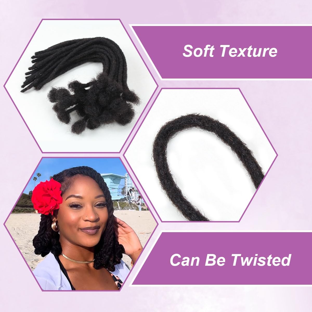 Vecago 10 Inch 50 Strands Loc Extensions Human Hair 0.4Cm Width 100 Human Hair
