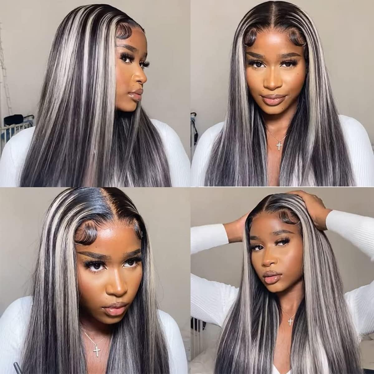 Hydtxc P1B/Grey Bundles Human Hair 24 26 28 Inch Straight Wave Human Hair