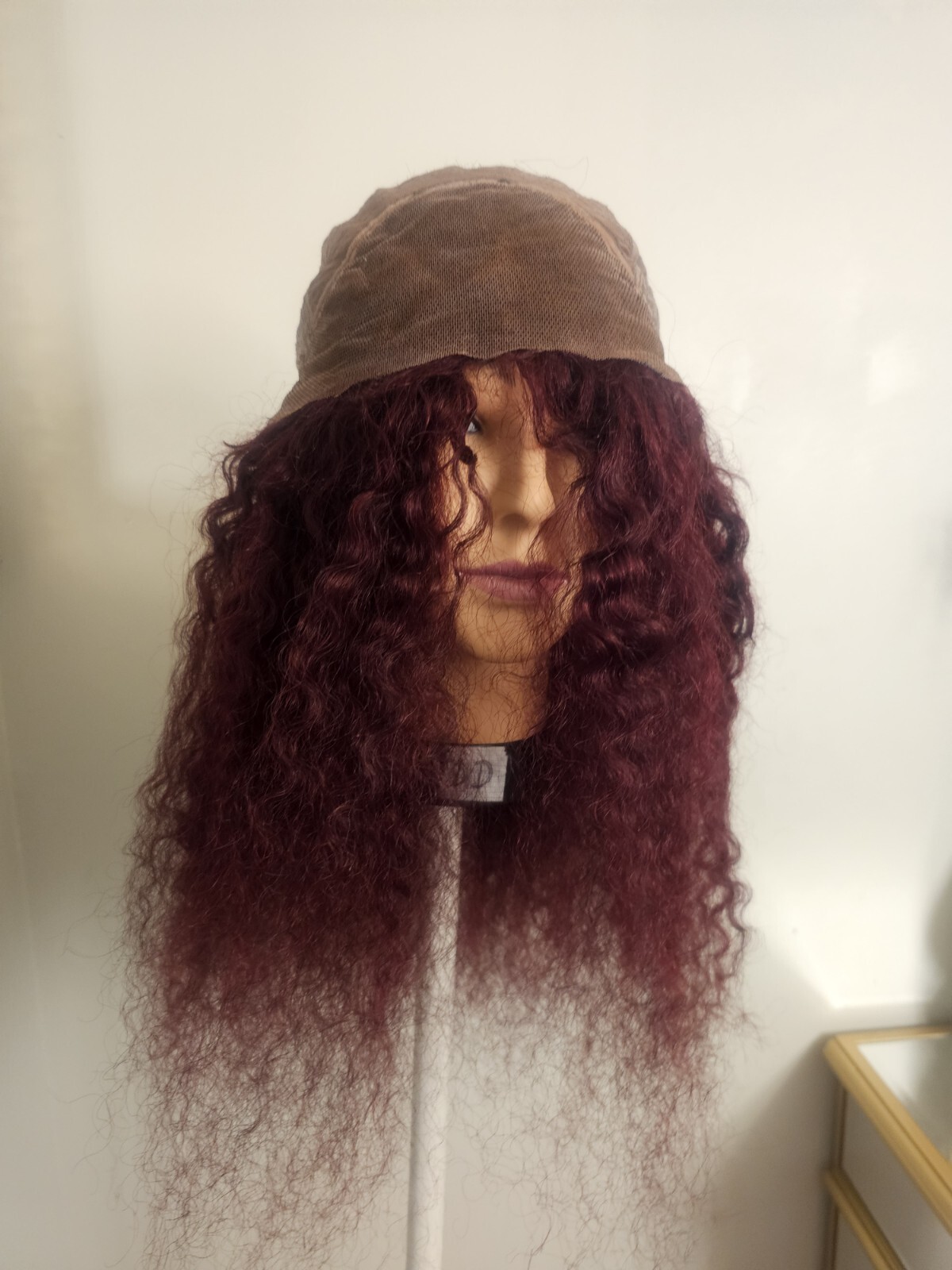 High Quality regular Top Reddish 24″ curly wavy 100% Virgin Human Hair Lace Wig