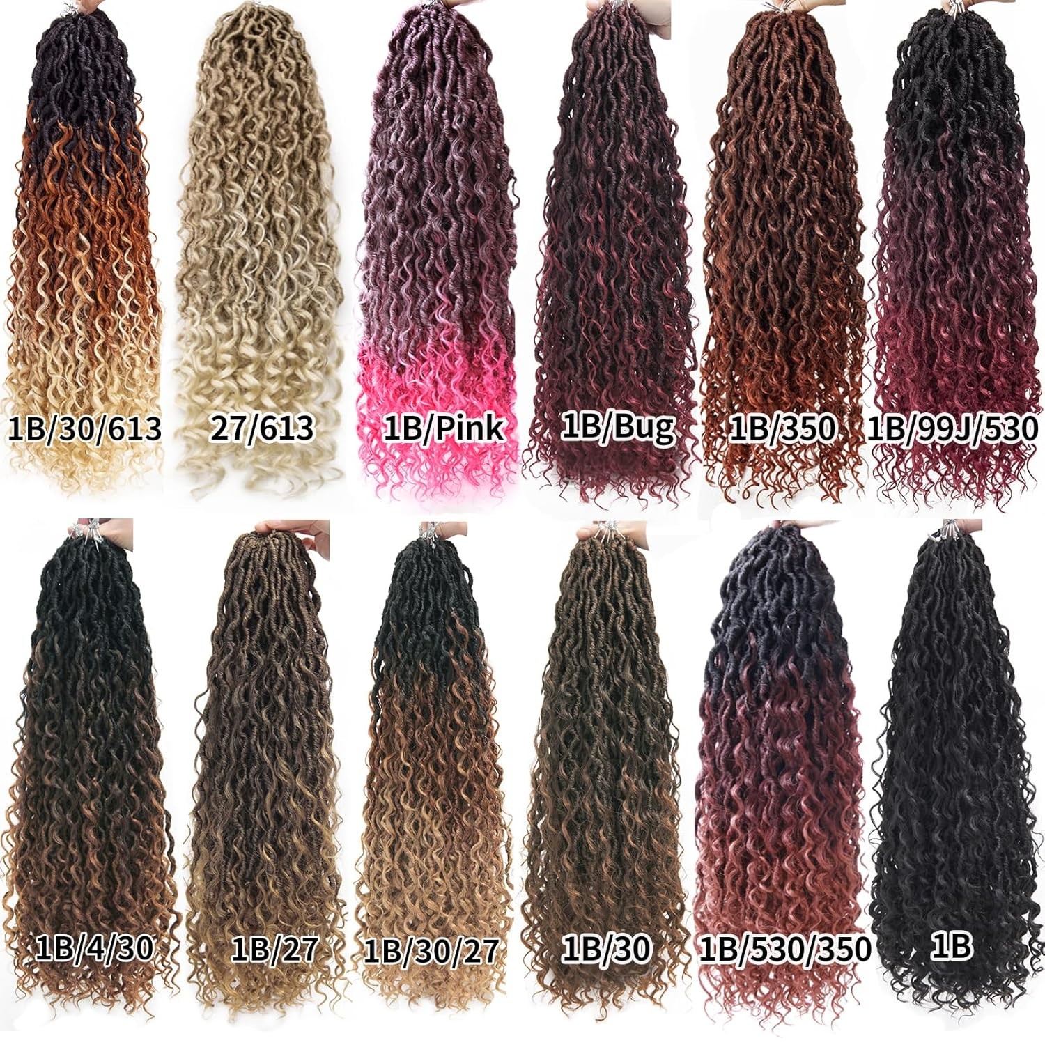 Goddess Locs Crochet Hair 18Inch Boho Faux Locs With Curly Ends River Hippie Loc