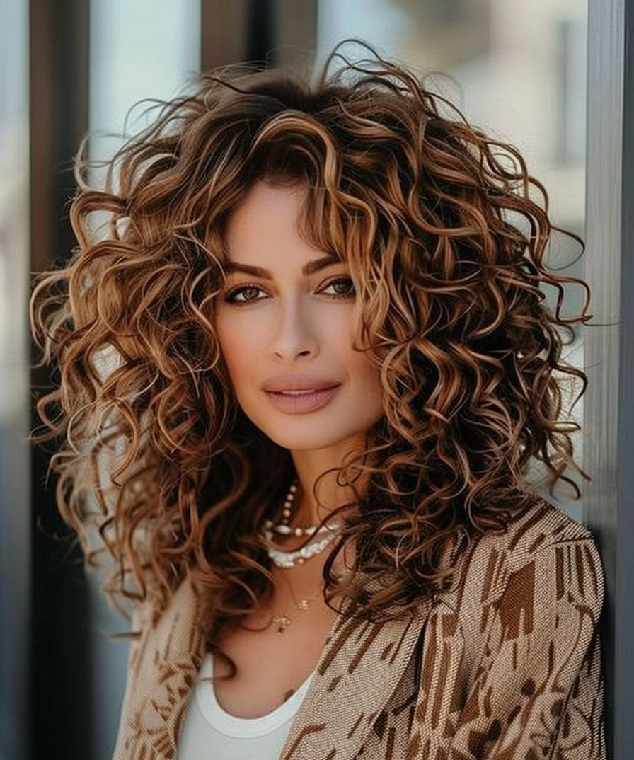 Auburn Brown Blonde Highlight Loose Curly Lace Front Human Hair Wig 200% Density