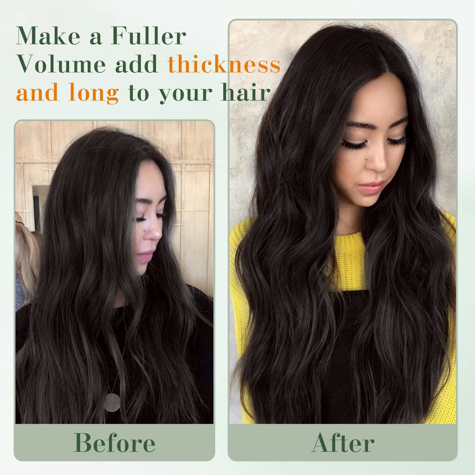 Benehair One Piece Clip In Hair Extensions Real Human Hair Natural Black Hair