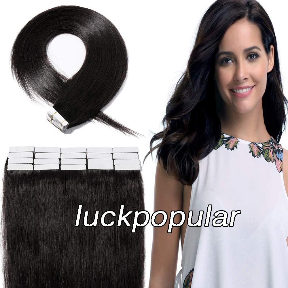 Durable Adhesive Tape in Hair Extensions Invisible Skin Weft Real Human Hair 12A