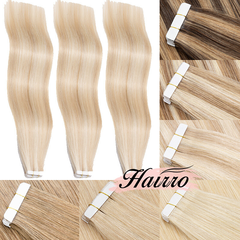 Double Drawn Tape In 100% Real Remy Human Hair Extensions Invisible HIGHLIGHTED