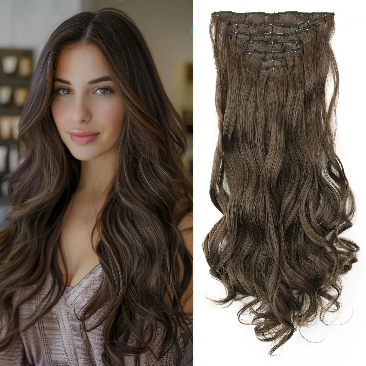 Natural Ombre Black Long Straight Heat Resistant Fake Hair Extension For Women