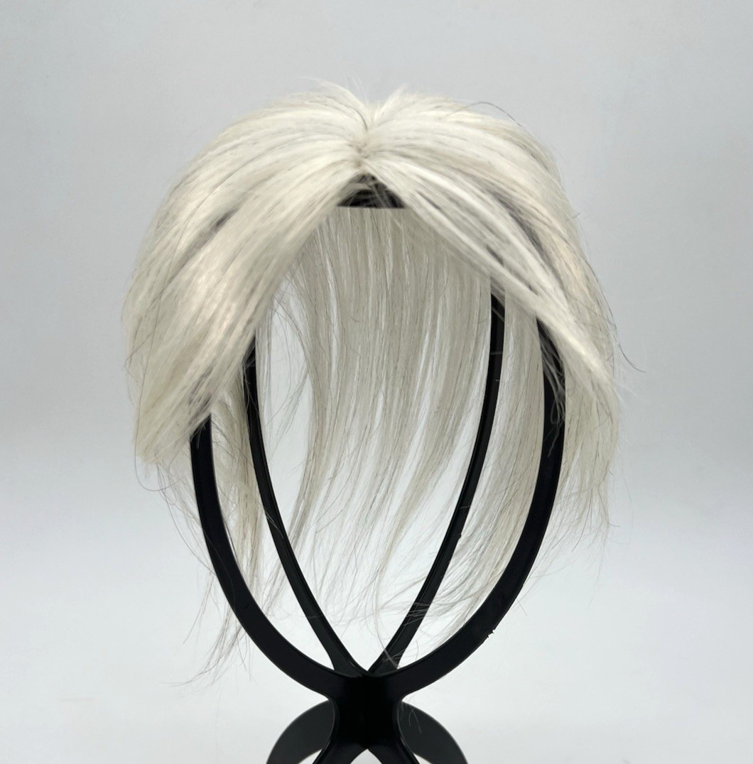 White w/ Black Strands 100% Real Human Side Bang 10in Hair Topper