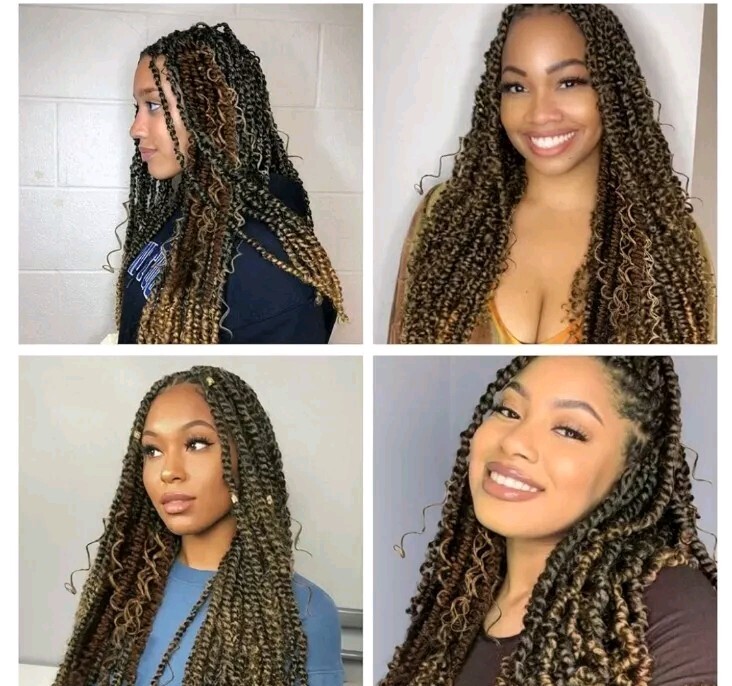 Pretwisted Passion Twist Hair with Curly ends T27 – 18in – 72 Roots – PreLooped
