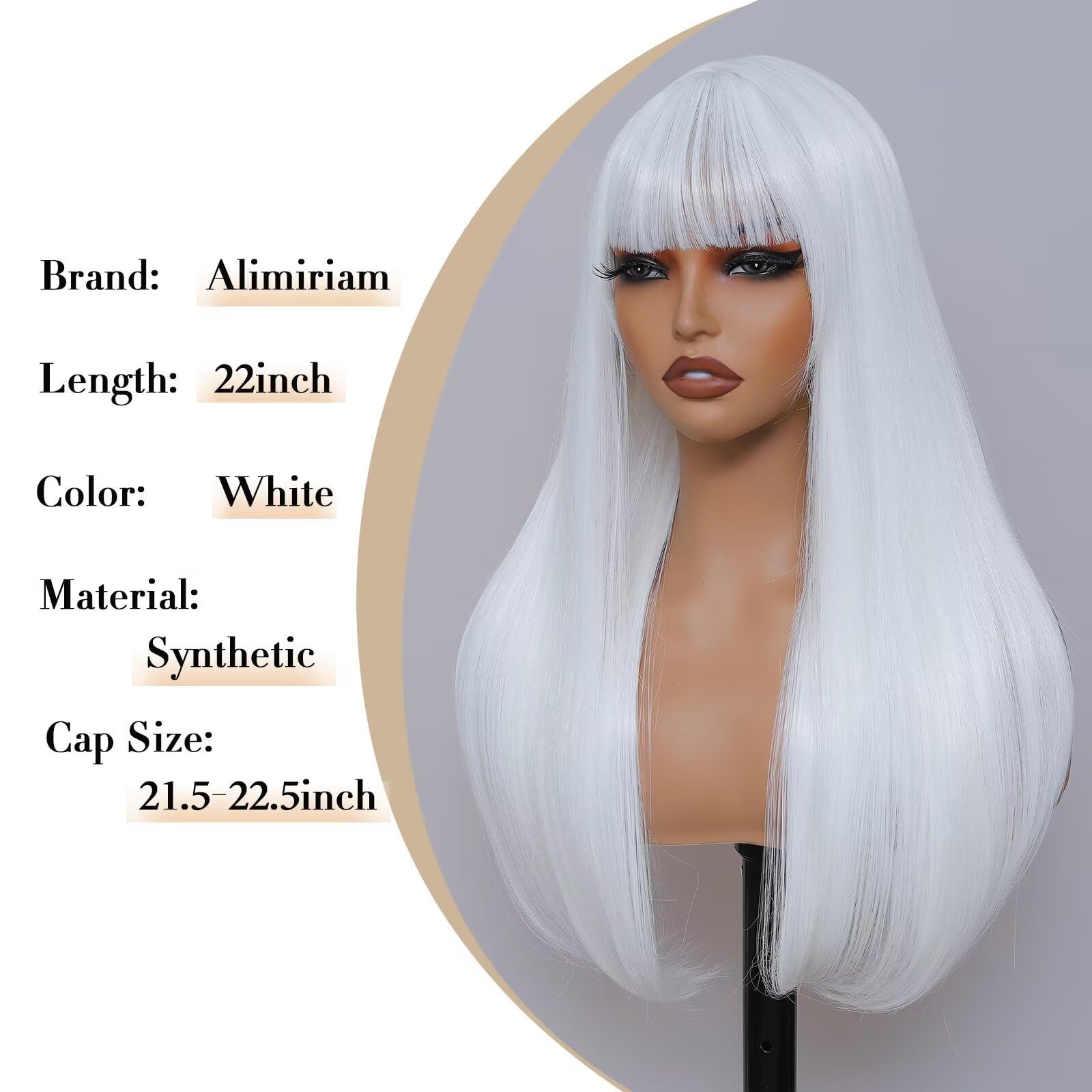 Long Straight Wig with Bangs Hair Wigs for Women Synthetic Heat Resistant Wig…